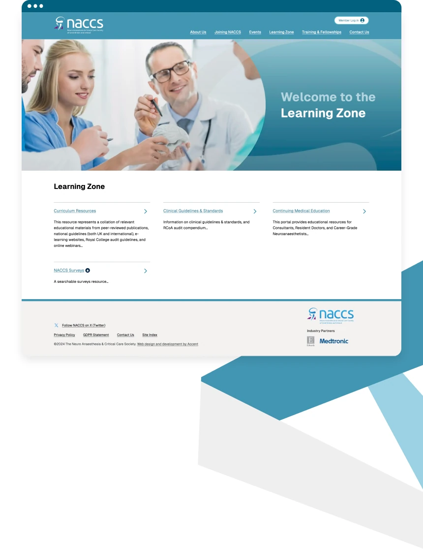 NACCS website screenshot on mobile