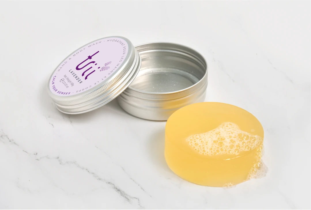 Trii Lavender Product packaging featuring a calming purple-lavender color scheme.