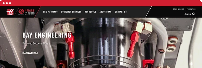 Haas Engineering UK website interior page