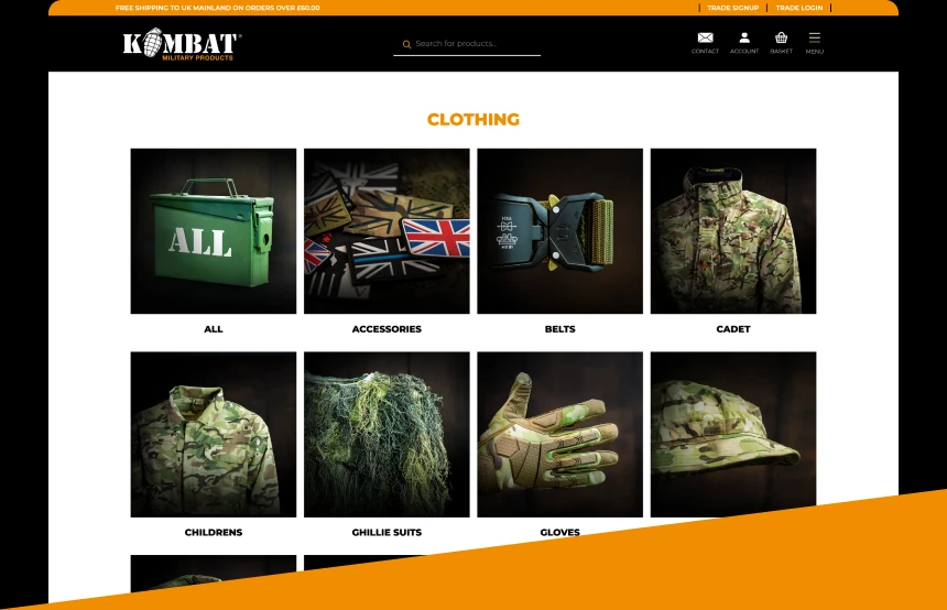 Kombat UK website homepage shown on mobile.