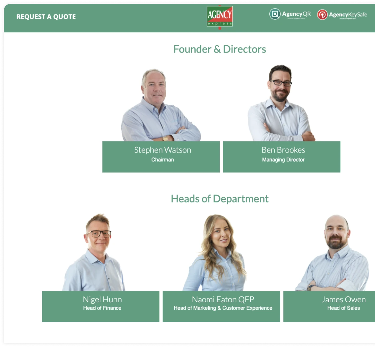 Team photography screenshot from website