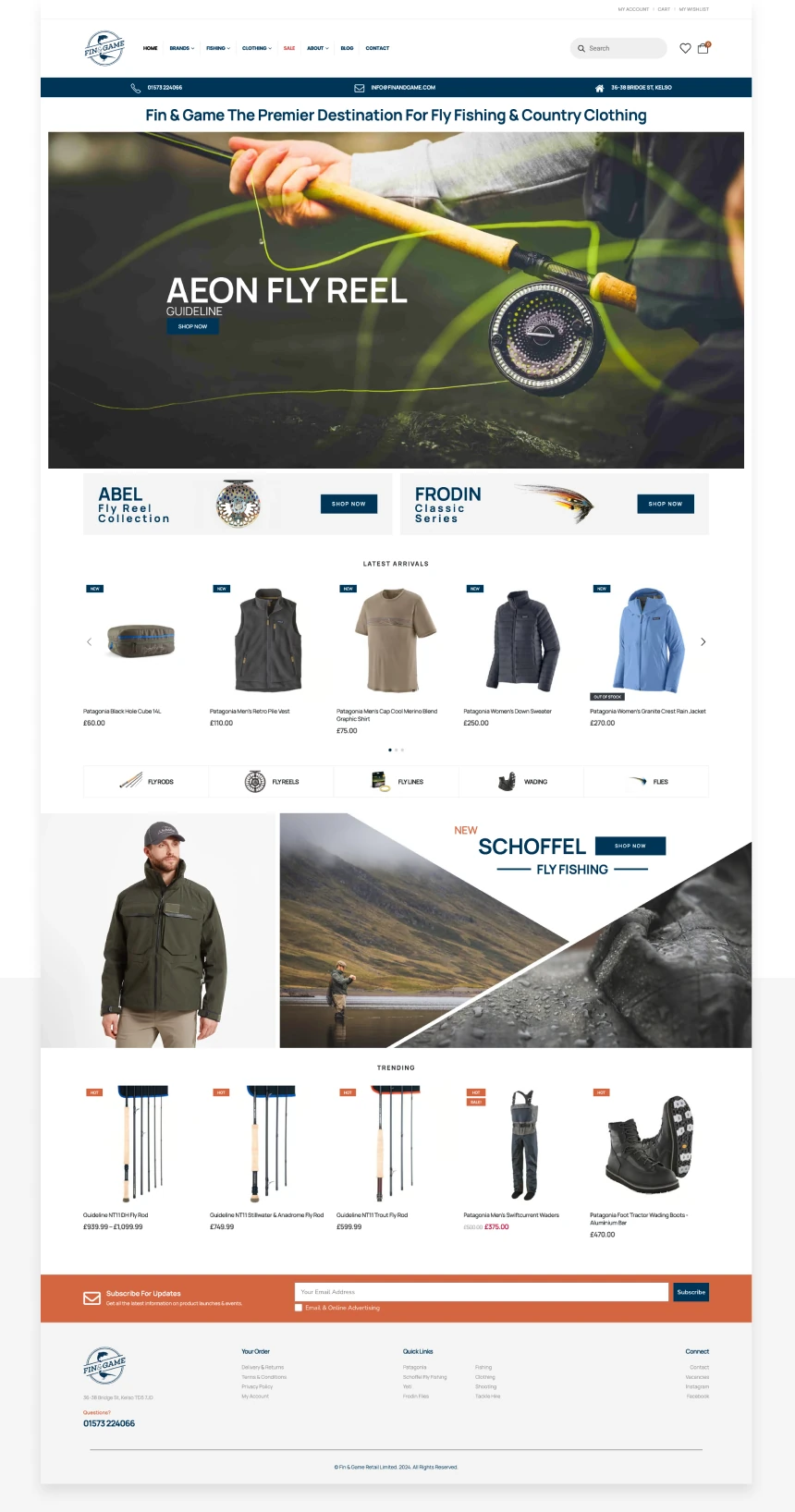 Fin & Game website screenshot on mobile