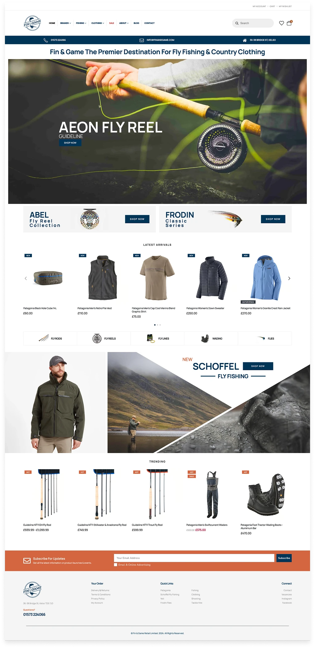 Fin & Game website homepage screenshot