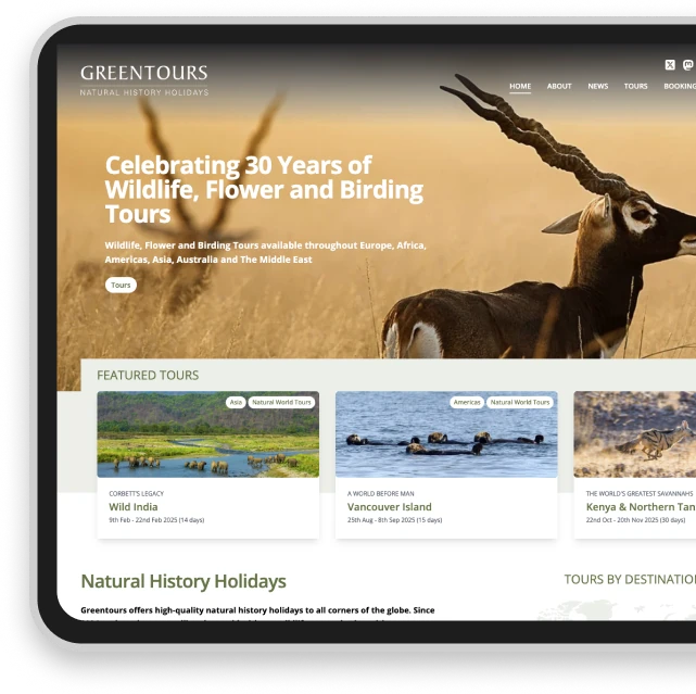 Collage of interior site pages from Greentours.
