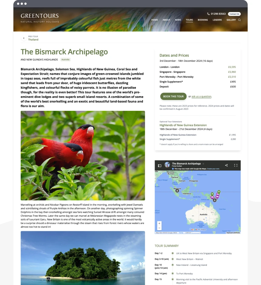 Greentours Website Screenshot Mobile