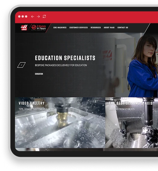 Haas Engineering UK website interior pages