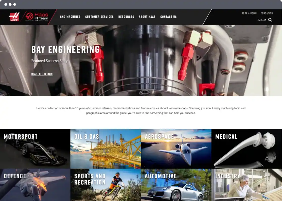 Haas Website Screenshot