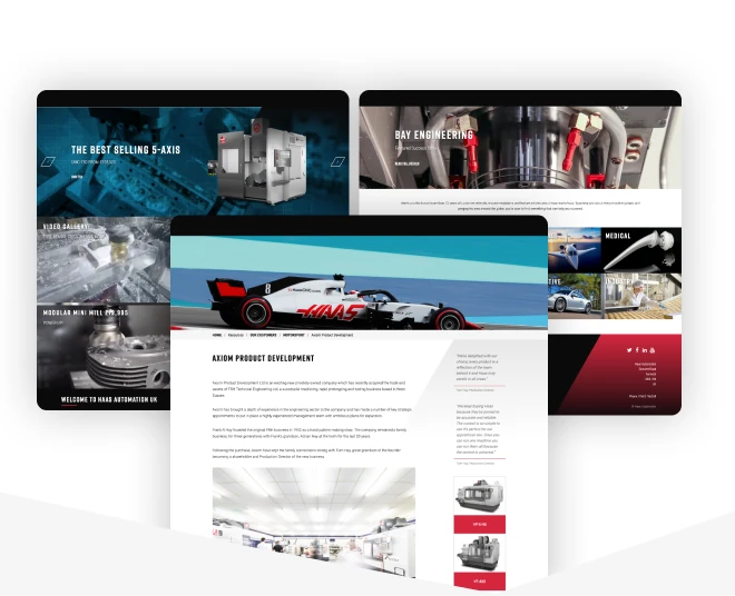 More Haas Engineering UK website pages showcasing advanced CNC machinery details.