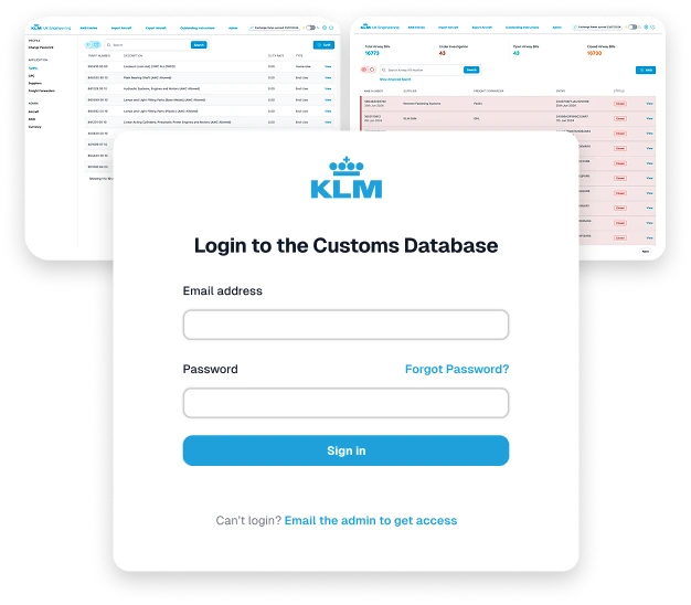 KLM Engineering UK website screenshots showing aircraft engineering content and page layouts.