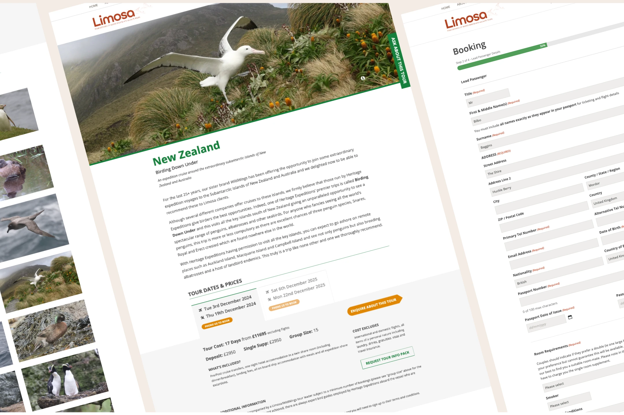 Limosa Holidays brochure-style tour page screenshot.