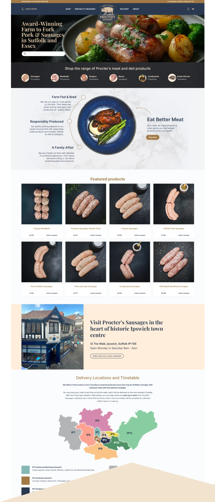 Procter&rsquo;s website screenshot on mobile