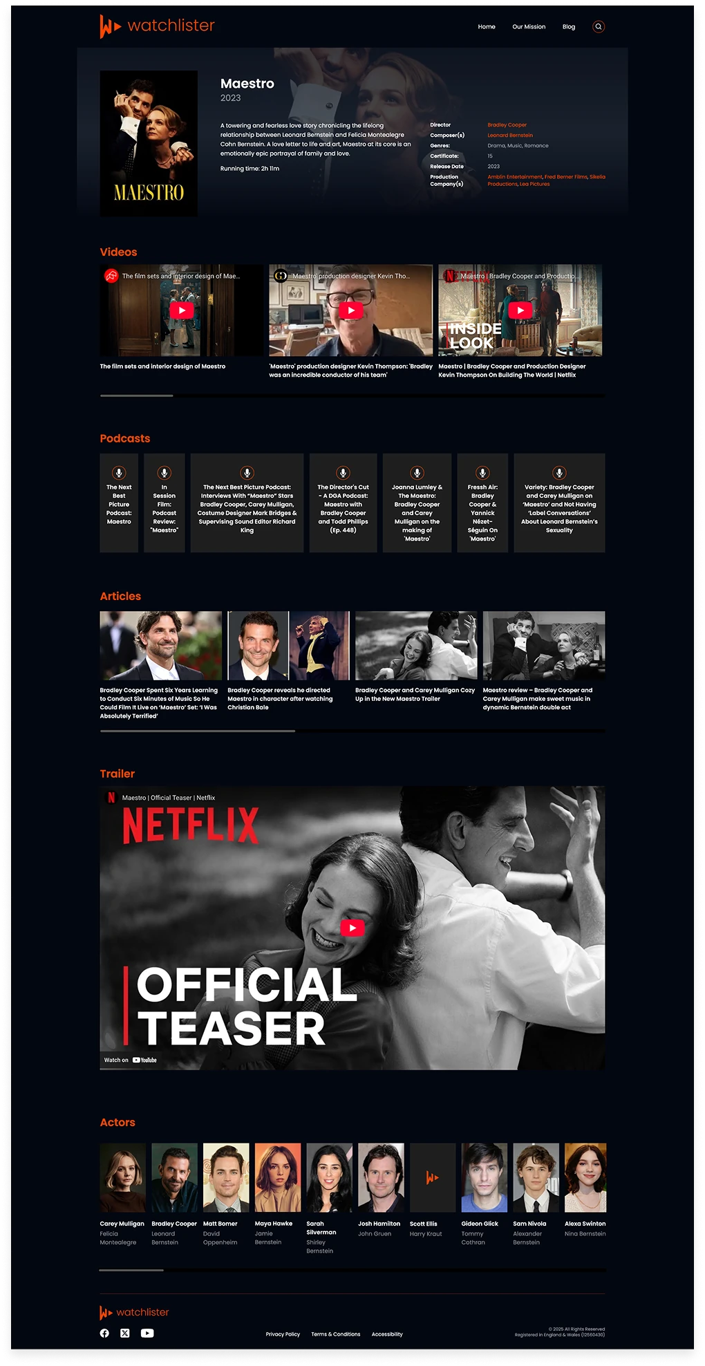 Watchlister website homepage screenshot