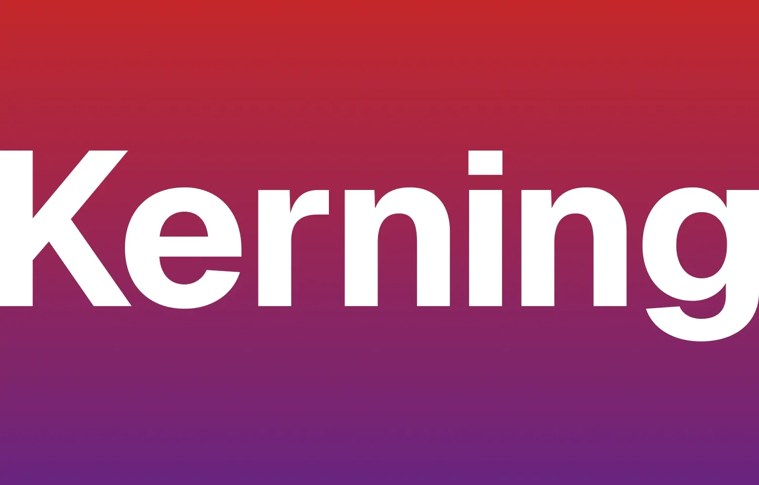 Kerning article banner: the word "Kerning" set in a bold white sans serif font on a red-to-purple gradient background.